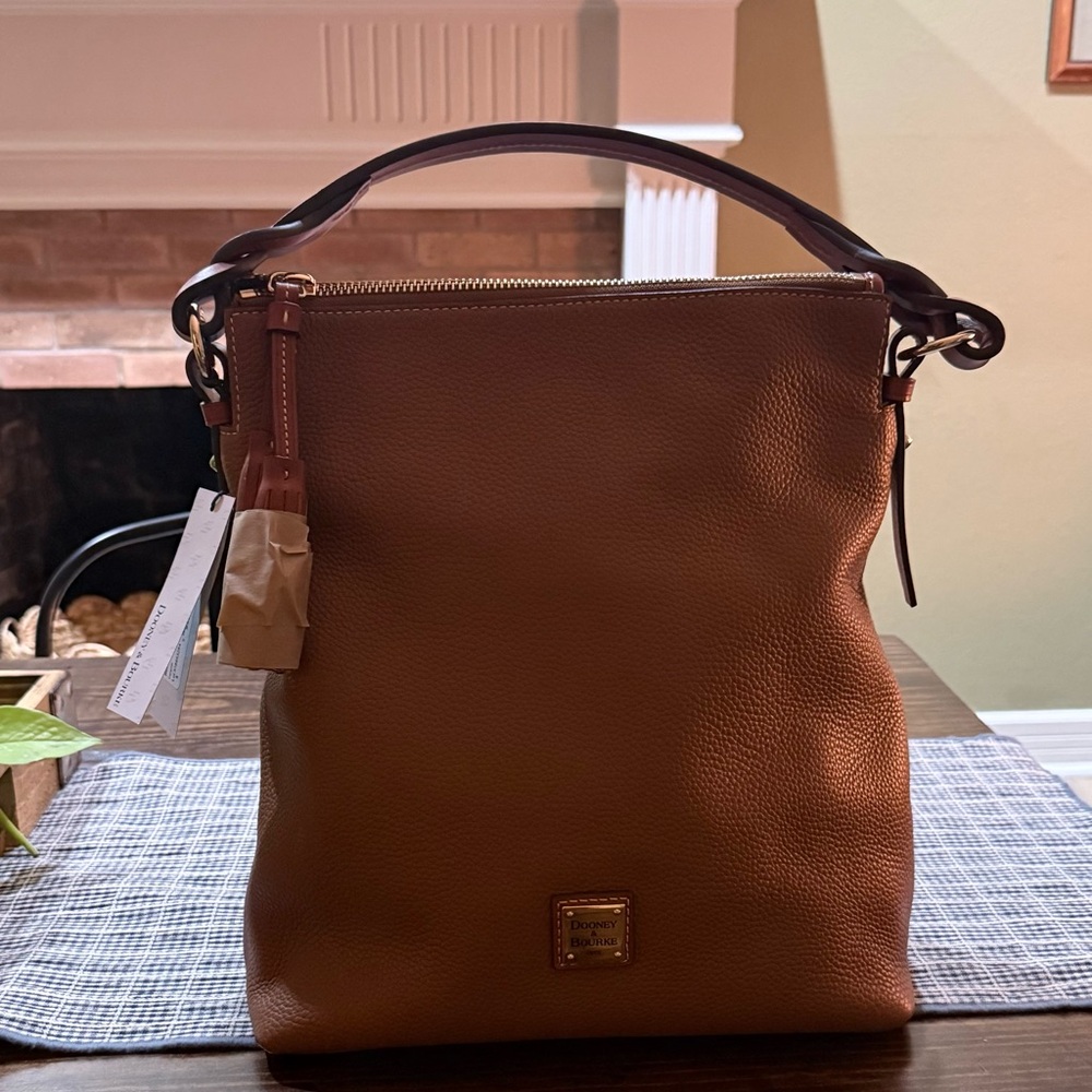 Dooney & Bourke Brown Pebbled Leather Handbag-Small SloanNWT